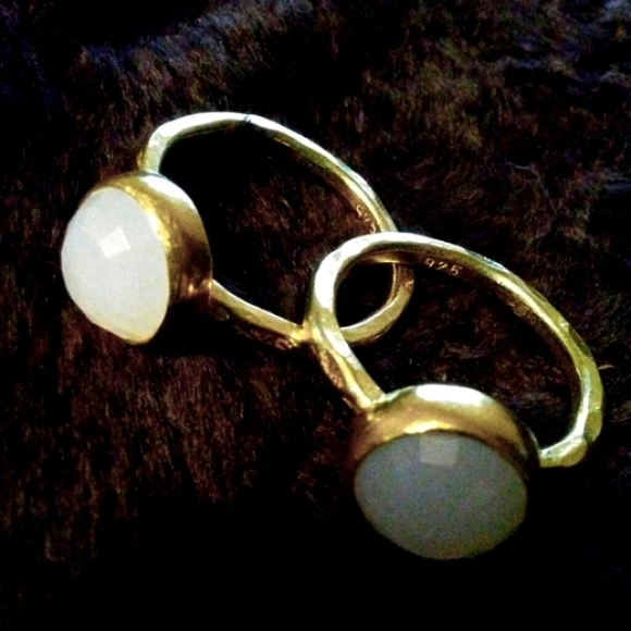 22k Gold Vermeil Solid 925 Sterling Silver Core Turkish Artisan Ring White Stone - Picture 3 of 9